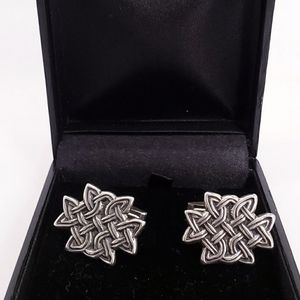 Vintage Estate Sterling Silver Handmade Celtic Knot Cross Cufflinks